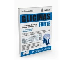 Zdravofarm Glicinas Forte su vitaminais B6, B12 ir tiaminu (vitaminu B1), 50 čiulpiamų tablečių