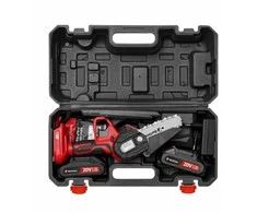 Akumuliatorinis mini grandininis pjūklas 20V 800W su 2x 2.0Ah baterijomis