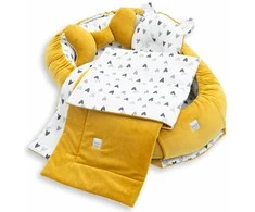 Baby Cocoon Premium 2in1 medvilnės/veliūro antklodės, čiužinio ir 2 pagalvių rinkinys