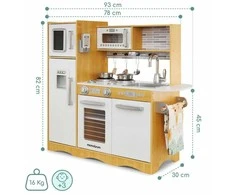 Didelis medinis virtuvės rinkinys vaikams su LED ir priedais