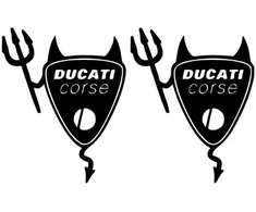 Ducati Stickers Motociklo lipdukai Ducati Corse Devil, su velnio simbolika, 2 vnt.