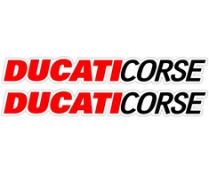 Ducati Stickers Motociklo užrašo lipdukai Ducati Corse, juodos ir raudonos spalvos, 2 vnt.