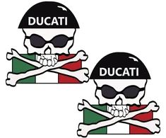 Ducati Stickers Šalmo lipdukai Ducati Pirate, šalmui skirto dizaino, su kaukolės motyvu, 2 vnt.
