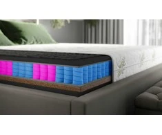 Masažinis čiužinys 90x200 Aloe Vera Premium Juodas H3/H4 24 cm su kokoso sluoksniu prabangus