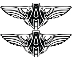 Motociklu Lipdukai Motociklo emblemos lipdukai Arlen Ness, su sparnų motyvu, juodos ir baltos spalvos, 2 vnt.