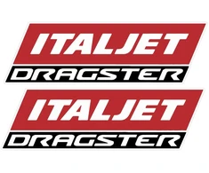 Motociklu Lipdukai Motorolerio logotipo lipdukai Italjet Dragster, apdailos plastikams, 2 vnt.