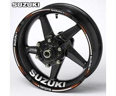 Ratų lipdukų rinkinys Suzuki motociklui – sportinio stiliaus ratlankių lipdukai