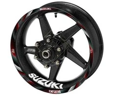 SUZUKI GSX-R motociklo ratlankių lipdukų rinkinys Pilnas rinkinys 2 ratams – iš viso 20 lipdukų.