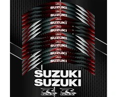 SUZUKI GSX-R motociklo ratlankių lipdukų rinkinys Pilnas rinkinys 2 ratams – iš viso 20 lipdukų.