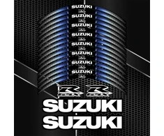SUZUKI GSX-R motociklo ratlankių lipdukų rinkinys Pilnas rinkinys 2 ratams – iš viso 20 lipdukų.
