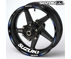 SUZUKI GSX-R motociklo ratlankių lipdukų rinkinys Pilnas rinkinys 2 ratams – iš viso 20 lipdukų.