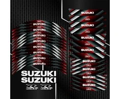 SUZUKI GSX-R ratlankių lipdukų rinkinys Pilnas rinkinys 2 ratams – iš viso 20 lipdukų.