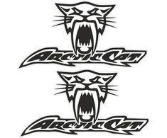 Technikos lipdukai Arctic Cat, chromo efekto, su laukinės katės motyvu, 2 vnt.