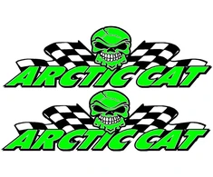 Technikos lipdukai Arctic Cat, su kaukolės motyvu, su vėliavos motyvu, žalios spalvos, 2 vnt.