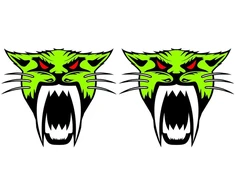Technikos lipdukai Arctic Cat, su laukinės katės motyvu, žalios (laimo atspalvio) spalvos, 2 vnt.