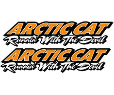 Technikos lipdukai Arctic Cat, su velnio simbolika, oranžinės spalvos, 2 vnt.
