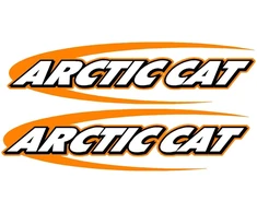 Technikos užrašo lipdukai Arctic Cat, su juostų grafika, oranžinės spalvos, 2 vnt.