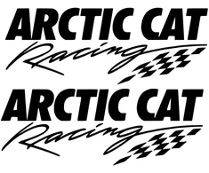 Technikos užrašo lipdukai Arctic Cat, su languotos lenktynių vėliavos motyvu, su vėliavos motyvu, 2 vnt.