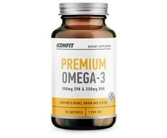 Premium Omega 3 žuvų taukai High Strength ICONFIT, 90 kapsulių