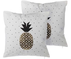 Beliani Lumarko 2 vatos dekoratyvinės pagalvės su ananasais 45 x 45 cm baltos YASMIN!