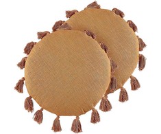Beliani 2 medvilninės dekoratyvinės pagalvės su kutais ⌀ 45 cm oranžinės spalvos MADIA Lumarko!