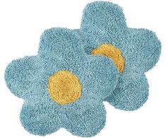 Beliani Rinkinys 2 dekoratyvinės pagalvės SORREL Medvilnė 30 x 30 cm Mėlyna Flower