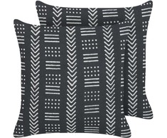 Beliani Lumarko 2 medvilninės dekoratyvinės pagalvės su geometriniu raštu 45 x 45 cm juodai baltas BENZOIN!