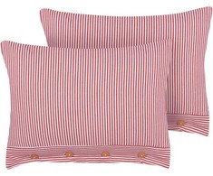 Beliani Rinkinys 2 dekoratyvinės pagalvės AALITA Medvilnė 40 x 60 cm Raudona Striped