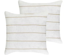 Beliani Rinkinys 2 MILAS lininės dekoratyvinės pagalvės 50 x 50 cm Baltas dryžuotas