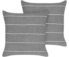 Beliani Rinkinys 2 dekoratyvinės pagalvės MILAS Linas 50 x 50 cm rutulinis dryžuotas