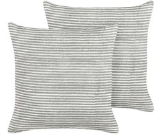 Beliani Rinkinys 2 dekoratyvinės pagalvės KANPAS Linas 50 x 50 cm rutulinis dryžuotas