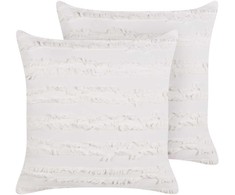 Beliani Rinkinys 2 dekoratyvinės pagalvės MAKNEH Medvilnė 45 x 45 cm Baltas Solid