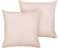 Beliani Rinkinys 2 Dekoratyvinės pagalvės LEUZEA Boucle 45 x 45 cm Pastelinis Rožinė Solid
