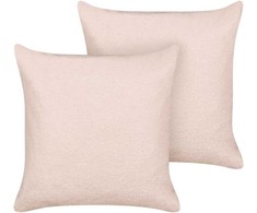 Beliani Rinkinys 2 Dekoratyvinės pagalvės LEUZEA Boucle 60 x 60 cm Pastelinis Rožinė Solid