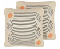 Beliani Lumarko 2 dekoratyvinių pagalvių geometrinis modelis 45 x 45 cm daugiasluoksnis CALIBRACHOA!