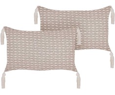 Beliani Rinkinys 2 HAKONE dekoratyvinės pagalvės 45 x 25 cm smėlio pilkos spalvos geometriniu raštu