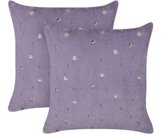 Beliani Rinkinys 2 dekoratyvinės pagalvės LAVATERA 45 x 45 cm Violetinis Gėlių raštas