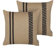 Beliani Rinkinys 2 dekoratyvinės pagalvės DESALIX džiutas 45 x 45 cm Kremas Striped