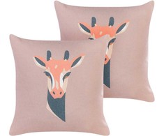 Beliani Rinkinys 2 CANDELABRA dekoratyvinės pagalvės 45 x 45 cm Rožinė Animal raštas