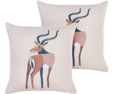 Beliani Rinkinys 2 dekoratyvinės pagalvės ABAL 45 x 45 cm Kremas Gyvūnų raštas