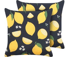 Beliani Lumarko 2 dekoratyvinės pagalvės su citrinomis 45 x 45 cm juoda ir geltona ORCHIDIJA!