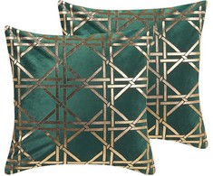 Shumee Beliani Rinkinys 2 pagalvėlės CASSIA 45 x 45 cm tamsiai žalias geometrinis raštas