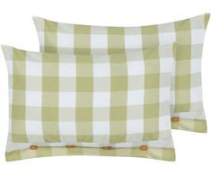 Beliani Rinkinys 2 Dekoratyvinės pagalvės TAMNINE 40 x 60 cm Šviesiai žalia languota