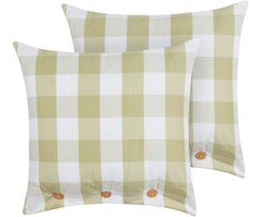 Beliani Rinkinys 2 Dekoratyvinės pagalvės TAMNINE 45 x 45 cm Šviesiai žalia languota