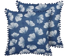 Beliani Lumarko 2 dekoratyvinės pagalvės su lapeliais 45 x 45 cm mėlynos ir baltos Kiaulpienė!