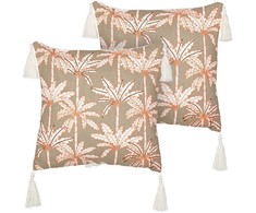 Beliani 2 dekoratyvinės pagalvės su medvilninėmis palmėmis 45 x 45 cm įvairiaspalvė MELOBESIA