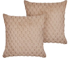 Beliani Rinkinys 2 dekoratyvinės pagalvės PURSLANE Dirbtinis kailis 43 x 43 cm Smėlio spalvos Geometrinis raštas