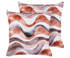 Beliani Rinkinys 2 SEBORGA sodo pagalvėlės Abstract Pattern 45 x 45 cm Ruda