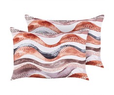 Beliani 2 sodo pagalvėlių rinkinys SEBORGA abstraktaus rašto 40 x 60 cm rudas