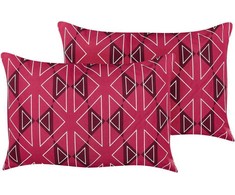 Beliani 2 sodo pagalvėlių rinkinys MEZZANO Geometrinis raštas 40 x 60 cm fuksijos spalvos